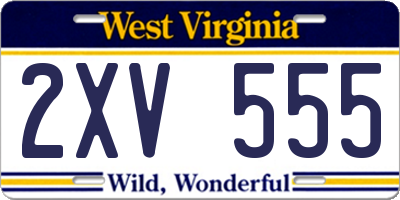 WV license plate 2XV555