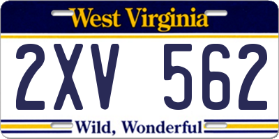 WV license plate 2XV562