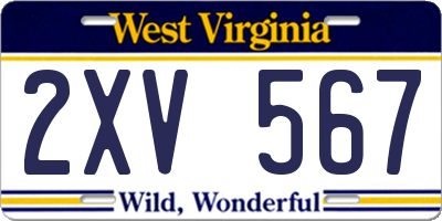WV license plate 2XV567