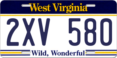 WV license plate 2XV580