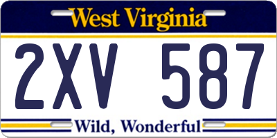 WV license plate 2XV587