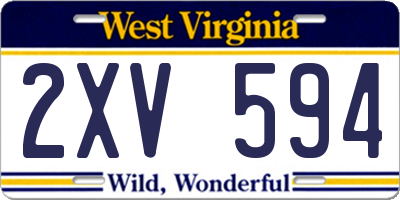 WV license plate 2XV594