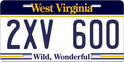 WV license plate 2XV600