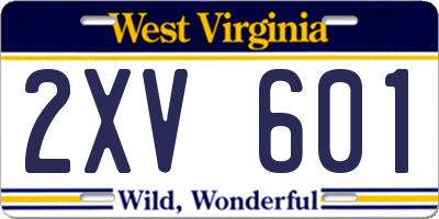 WV license plate 2XV601