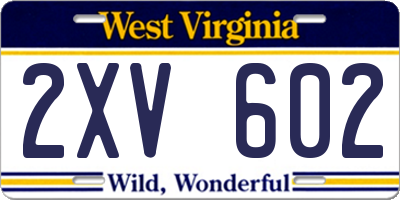 WV license plate 2XV602