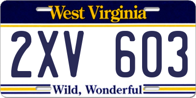 WV license plate 2XV603