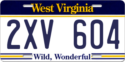 WV license plate 2XV604