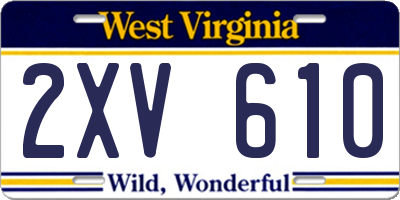 WV license plate 2XV610
