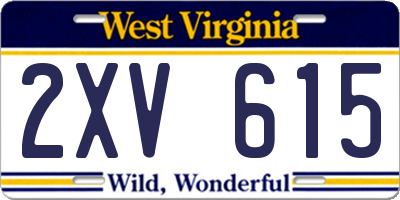 WV license plate 2XV615