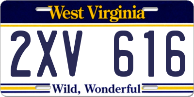 WV license plate 2XV616