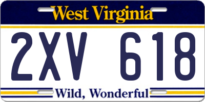 WV license plate 2XV618