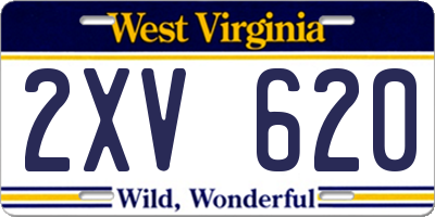 WV license plate 2XV620