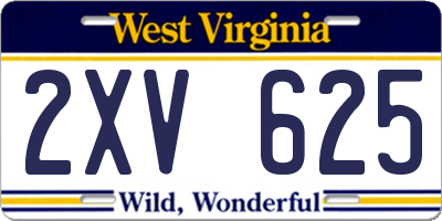 WV license plate 2XV625