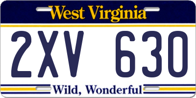 WV license plate 2XV630
