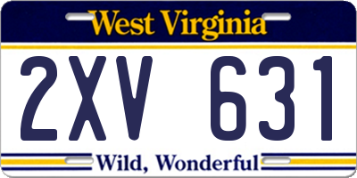 WV license plate 2XV631