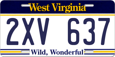 WV license plate 2XV637