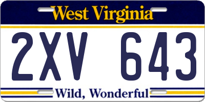 WV license plate 2XV643