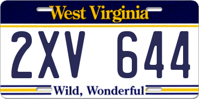 WV license plate 2XV644