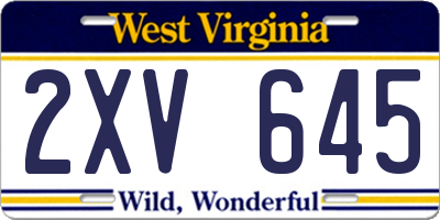 WV license plate 2XV645