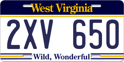 WV license plate 2XV650
