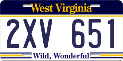 WV license plate 2XV651