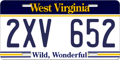 WV license plate 2XV652