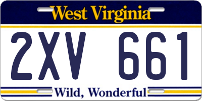 WV license plate 2XV661