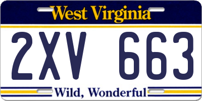WV license plate 2XV663