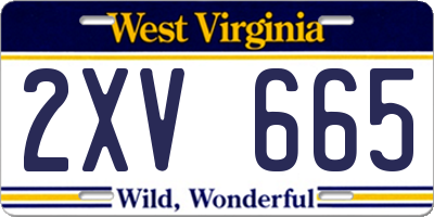 WV license plate 2XV665