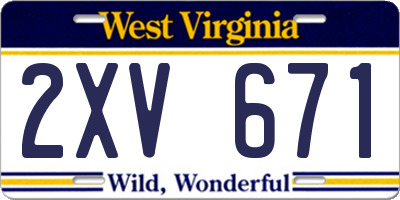 WV license plate 2XV671