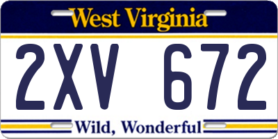 WV license plate 2XV672