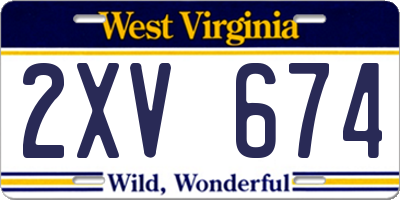 WV license plate 2XV674