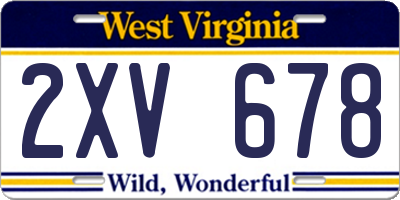 WV license plate 2XV678