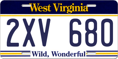 WV license plate 2XV680