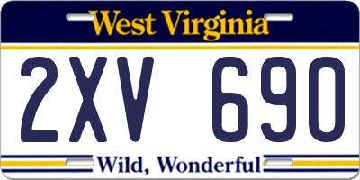 WV license plate 2XV690