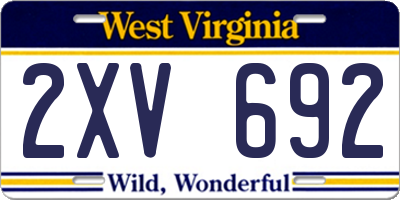 WV license plate 2XV692