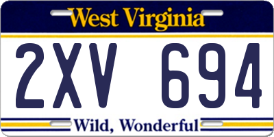 WV license plate 2XV694