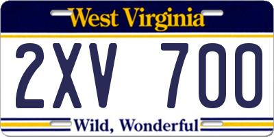 WV license plate 2XV700
