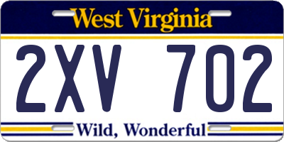WV license plate 2XV702