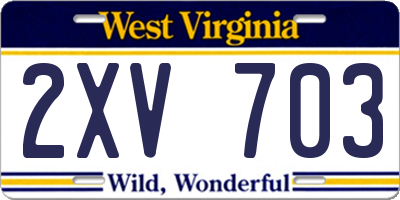 WV license plate 2XV703