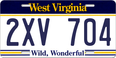 WV license plate 2XV704