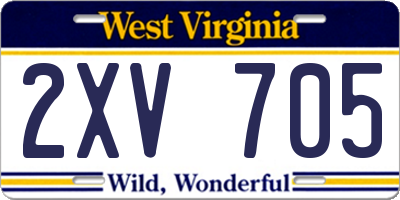 WV license plate 2XV705