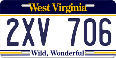 WV license plate 2XV706