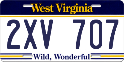 WV license plate 2XV707