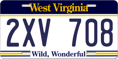 WV license plate 2XV708