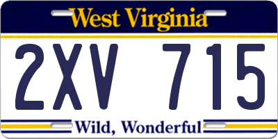 WV license plate 2XV715