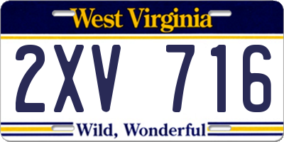 WV license plate 2XV716