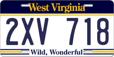 WV license plate 2XV718