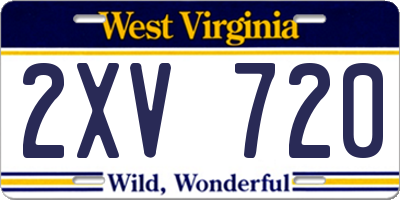 WV license plate 2XV720