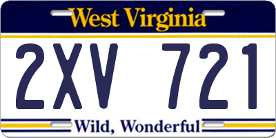 WV license plate 2XV721